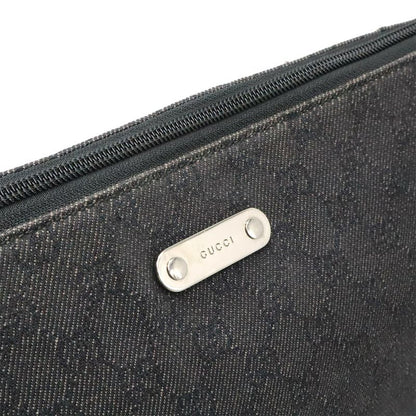 Gucci GG Canvas Denim Shoulder Bag Messenger Bag Canvas Leather Black Outlet