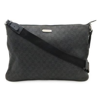 Gucci GG Canvas Denim Shoulder Bag Messenger Bag Canvas Leather Black Outlet