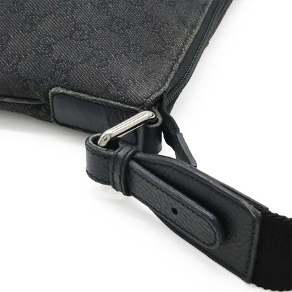 Gucci GG Canvas Denim Shoulder Bag Messenger Bag Canvas Leather Black Outlet
