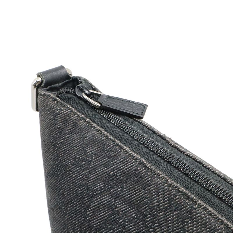 Gucci GG Canvas Denim Shoulder Bag Messenger Bag Canvas Leather Black Outlet