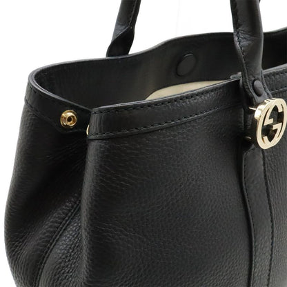 Gucci Miss GG Canvas Tote Bag Shoulder Bag Semi Shoulder Leather Black Gold