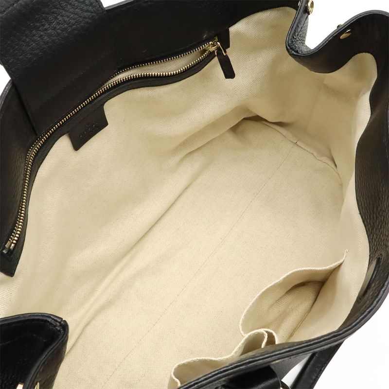 Gucci Miss GG Canvas Tote Bag Shoulder Bag Semi Shoulder Leather Black Gold