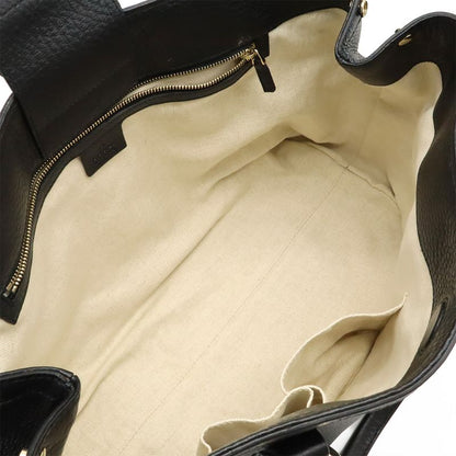 Gucci Miss GG Canvas Tote Bag Shoulder Bag Semi Shoulder Leather Black Gold