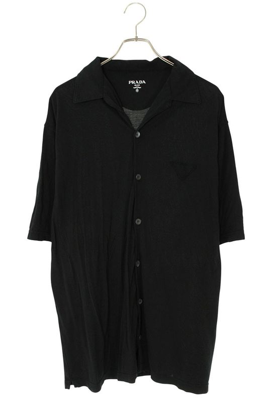 Prada Ujn850 S000 16JM Triangle Patch Pigeon Short Sleeve Shirt Men's XL