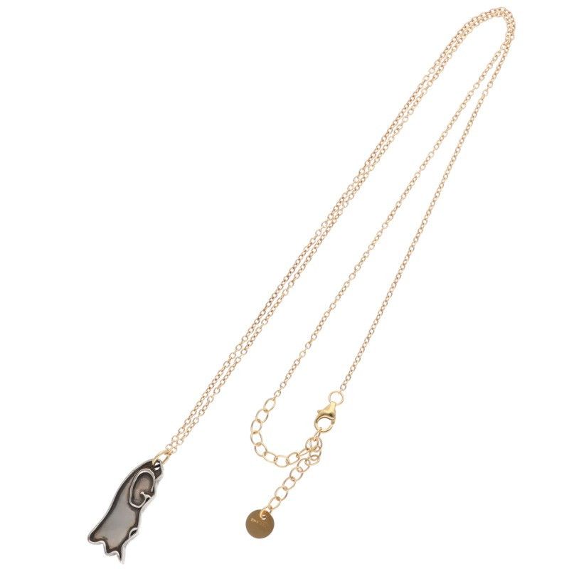 Gucci Ghost Couple Pair Silver Top 18K Yellow Gold Gold Chain Necklace Men's