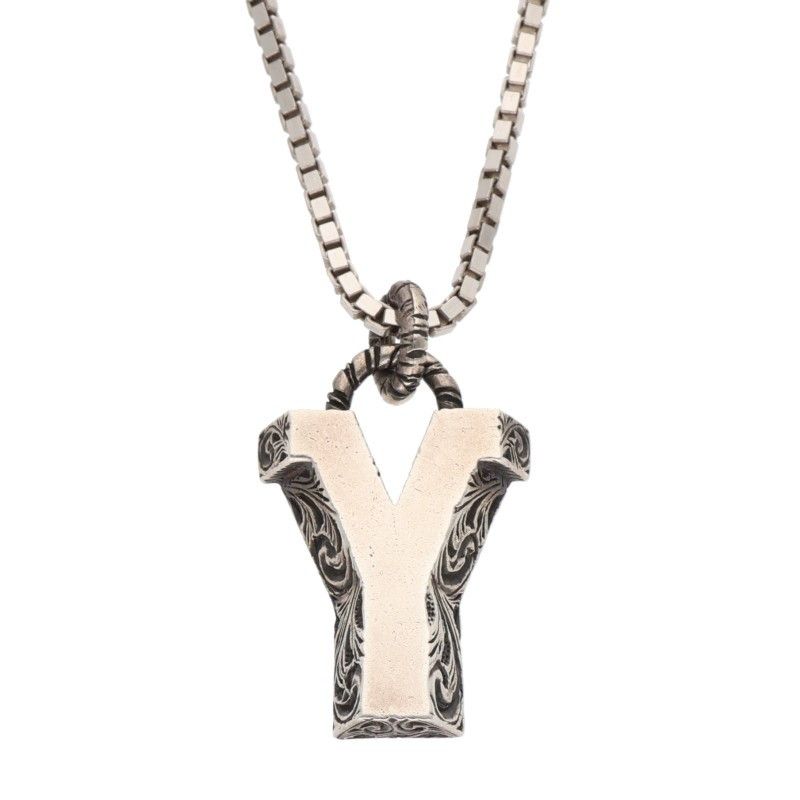 Gucci Arabesque Initial Y Silver Necklace Men's