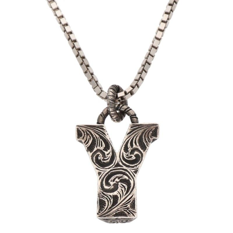 Gucci Arabesque Initial Y Silver Necklace Men's