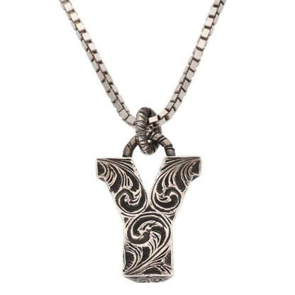 Gucci Arabesque Initial Y Silver Necklace Men's
