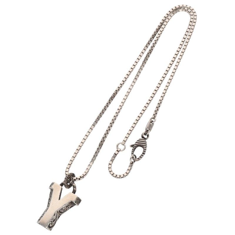 Gucci Arabesque Initial Y Silver Necklace Men's