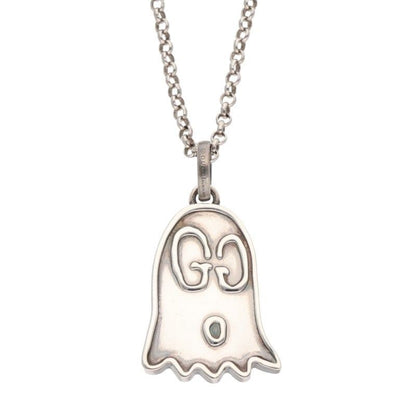 Gucci Ghost GG Pattern Silver Necklace Men's