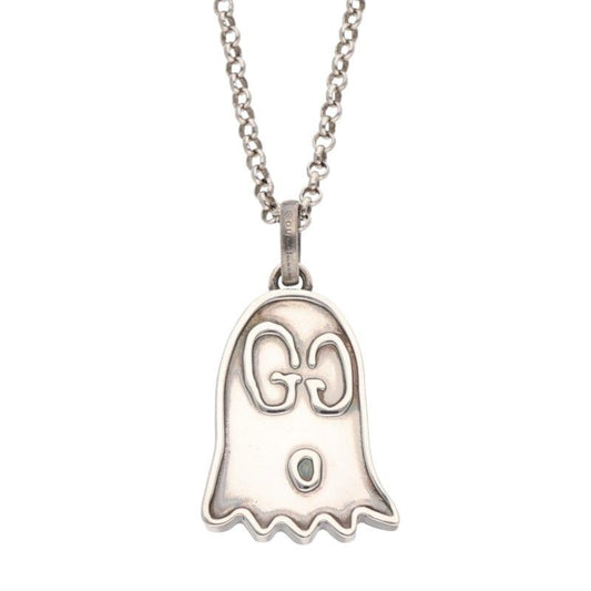 Gucci Ghost GG Pattern Silver Necklace Men's
