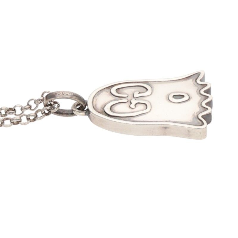 Gucci Ghost GG Pattern Silver Necklace Men's