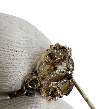 Chanel Leaf Coco Mark X Pearl Earrings Binaural 2011 Gold Hardware