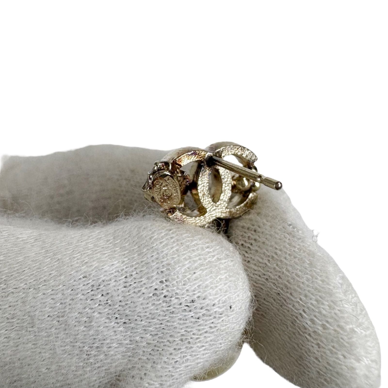 Chanel Leaf Coco Mark X Pearl Earrings Binaural 2011 Gold Hardware