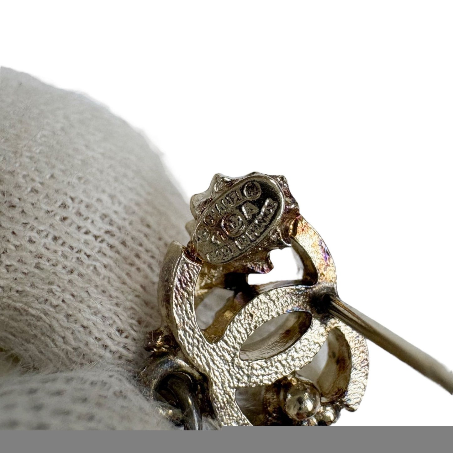 Chanel Leaf Coco Mark X Pearl Earrings Binaural 2011 Gold Hardware