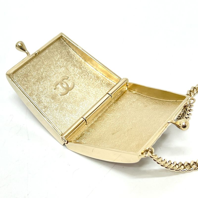 Chanel Necklace Bag Shape Icon B24 Metal Gold