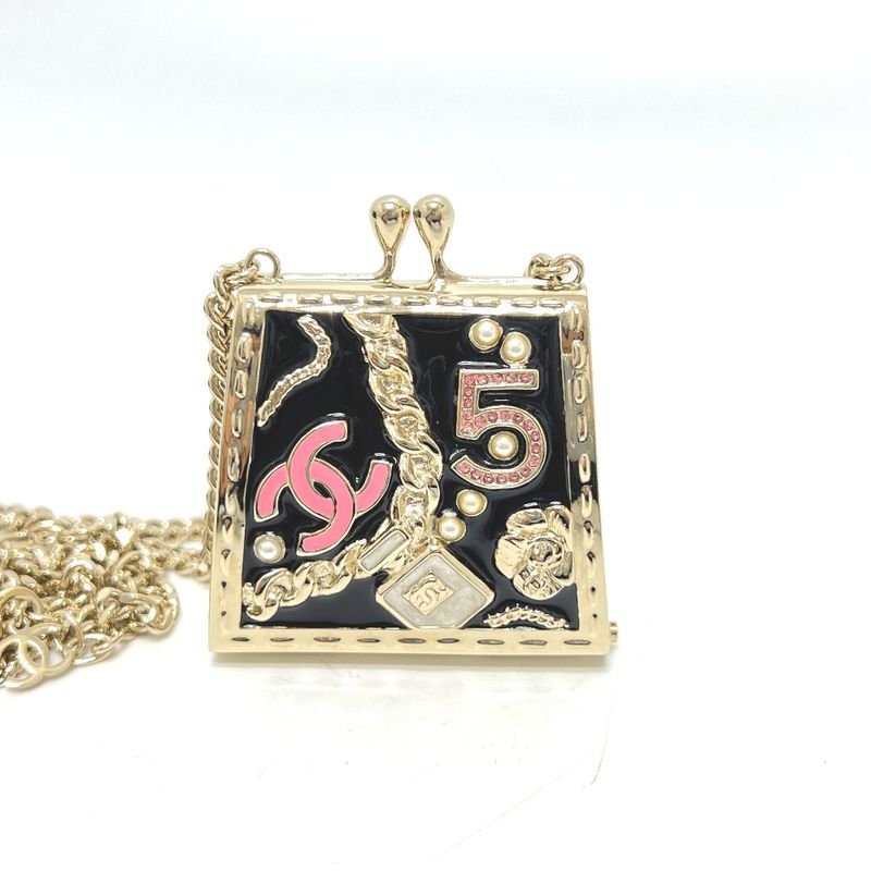 Chanel Necklace Bag Shape Icon B24 Metal Gold