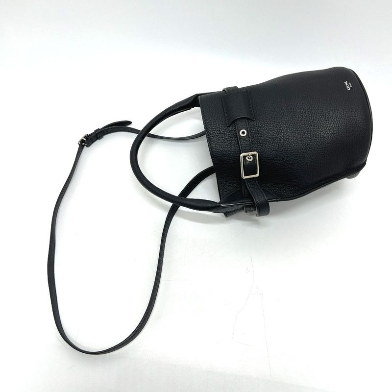 Celine Shoulder Bag Big Bag Bucket Nano Leather Black