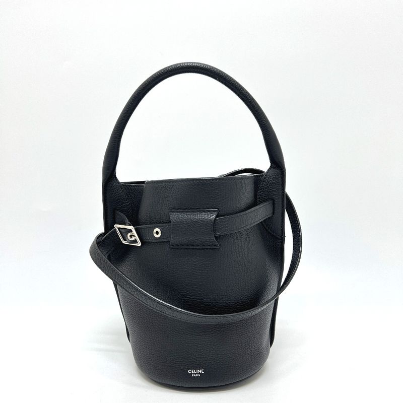 Celine Shoulder Bag Big Bag Bucket Nano Leather Black