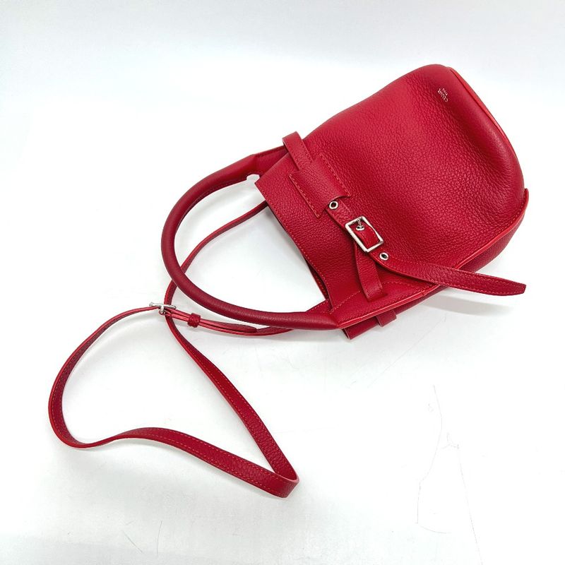 Celine Shoulder Bag Big Bag Bucket Nano Leather Red