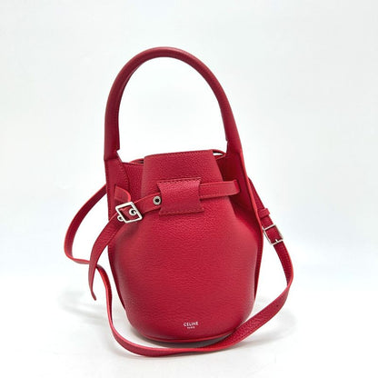 Celine Shoulder Bag Big Bag Bucket Nano Leather Red