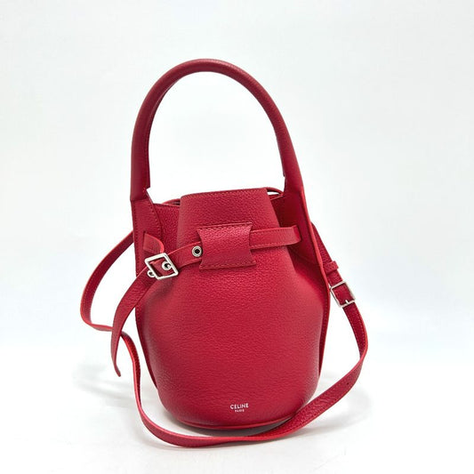 Celine Shoulder Bag Big Bag Bucket Nano Leather Red