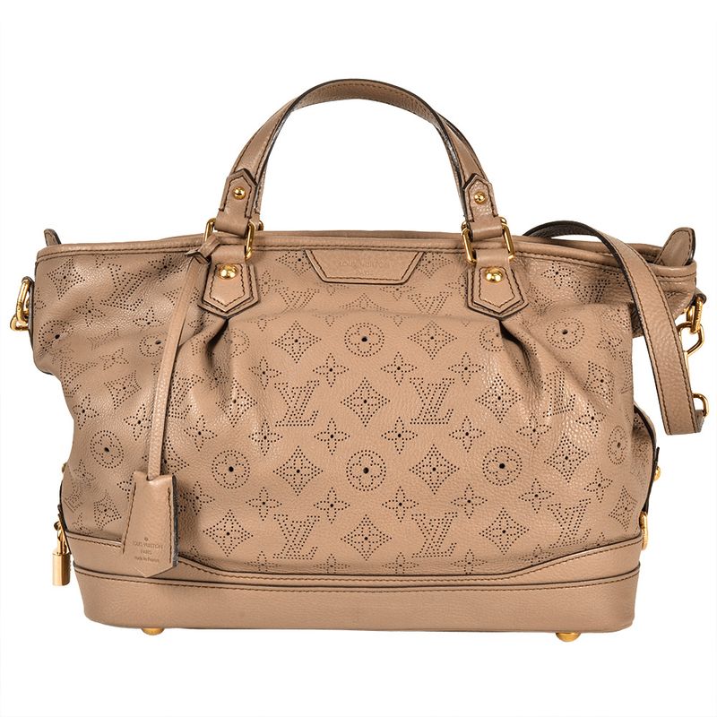 Louis Vuitton Stella PM Tote Bag Monogram Mahina M93175 Beige Poodle Ar1160