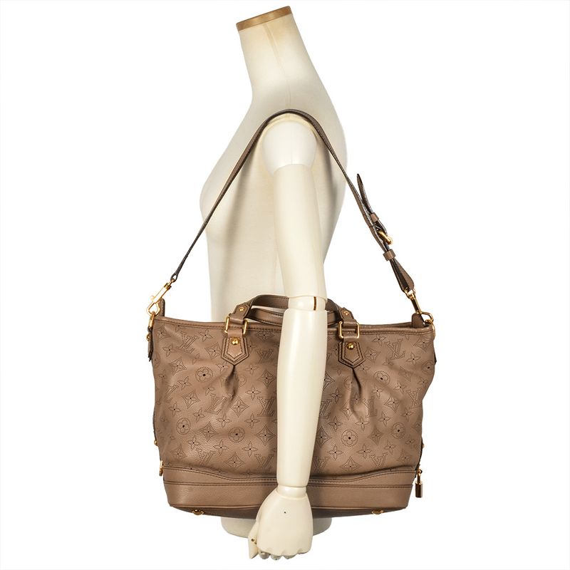 Louis Vuitton Stella PM Tote Bag Monogram Mahina M93175 Beige Poodle Ar1160
