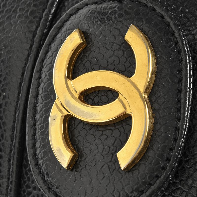 Chanel Handbag Caviar Skin Black Gold Hardware Coco Mark