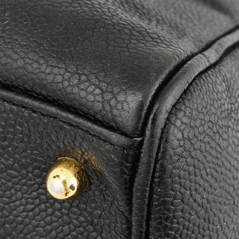 Chanel Handbag Caviar Skin Black Gold Hardware Coco Mark