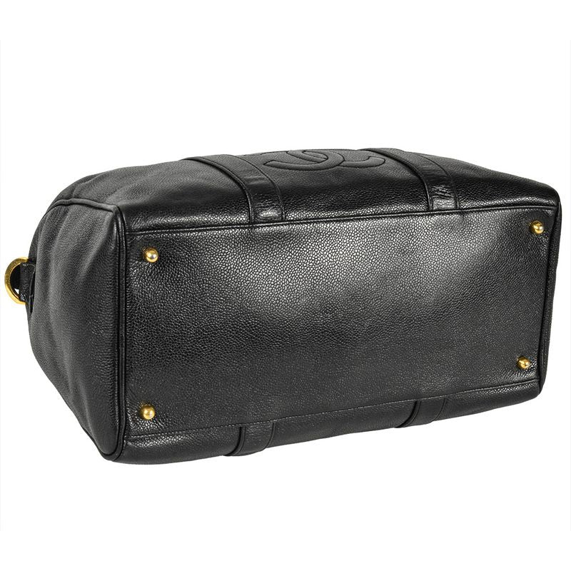 Chanel Handbag Caviar Skin Black Gold Hardware Coco Mark