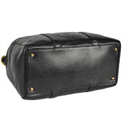 Chanel Handbag Caviar Skin Black Gold Hardware Coco Mark