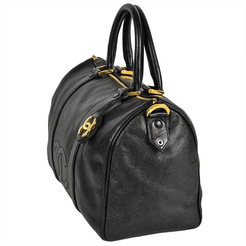 Chanel Handbag Caviar Skin Black Gold Hardware Coco Mark