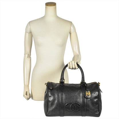 Chanel Handbag Caviar Skin Black Gold Hardware Coco Mark