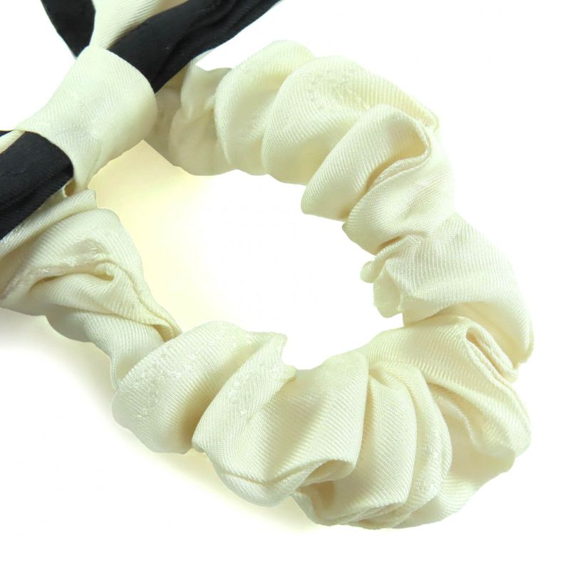 CHANEL 22V Aa7530 100% Silk Ribbon Logo Camellia Chou Hair Tie Hair Tie Ivory