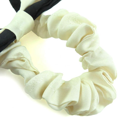 CHANEL 22V Aa7530 100% Silk Ribbon Logo Camellia Chou Hair Tie Hair Tie Ivory