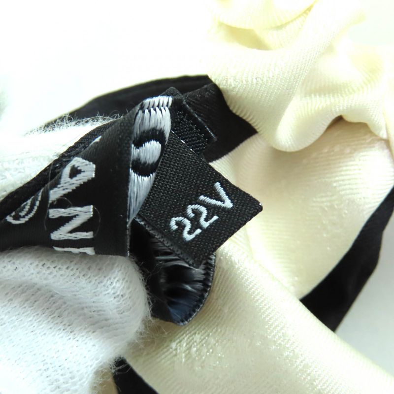 CHANEL 22V Aa7530 100% Silk Ribbon Logo Camellia Chou Hair Tie Hair Tie Ivory