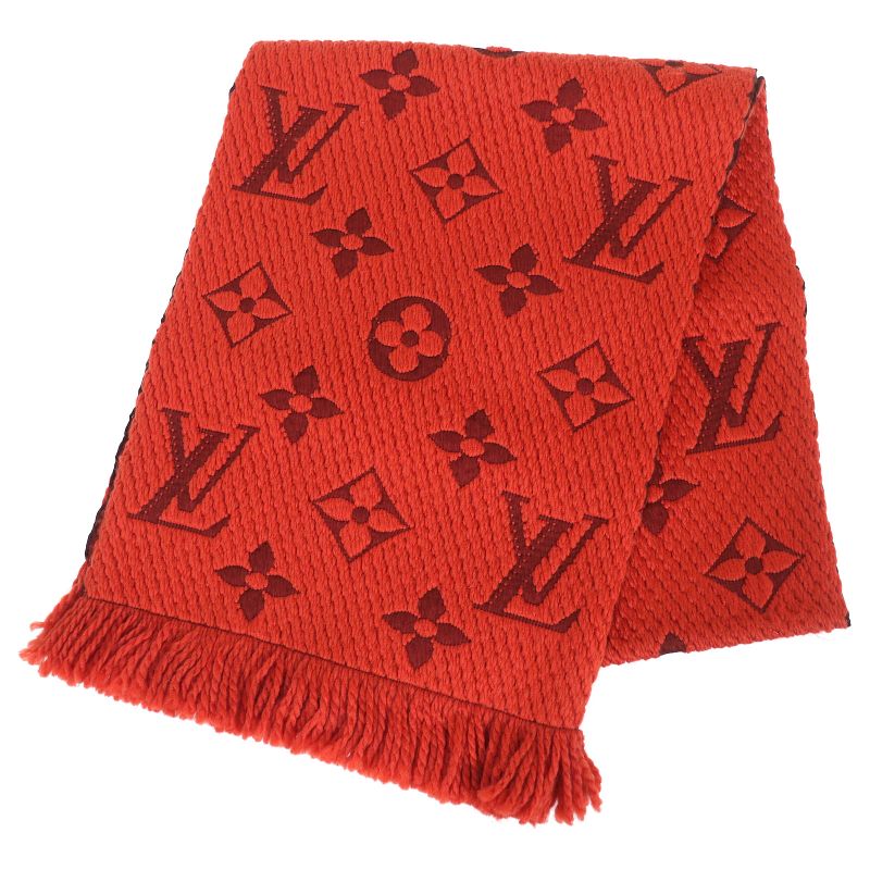 Louis Vuitton M75095 Echarpe - Logomania Wool Silk Scarf Orange With Box Made