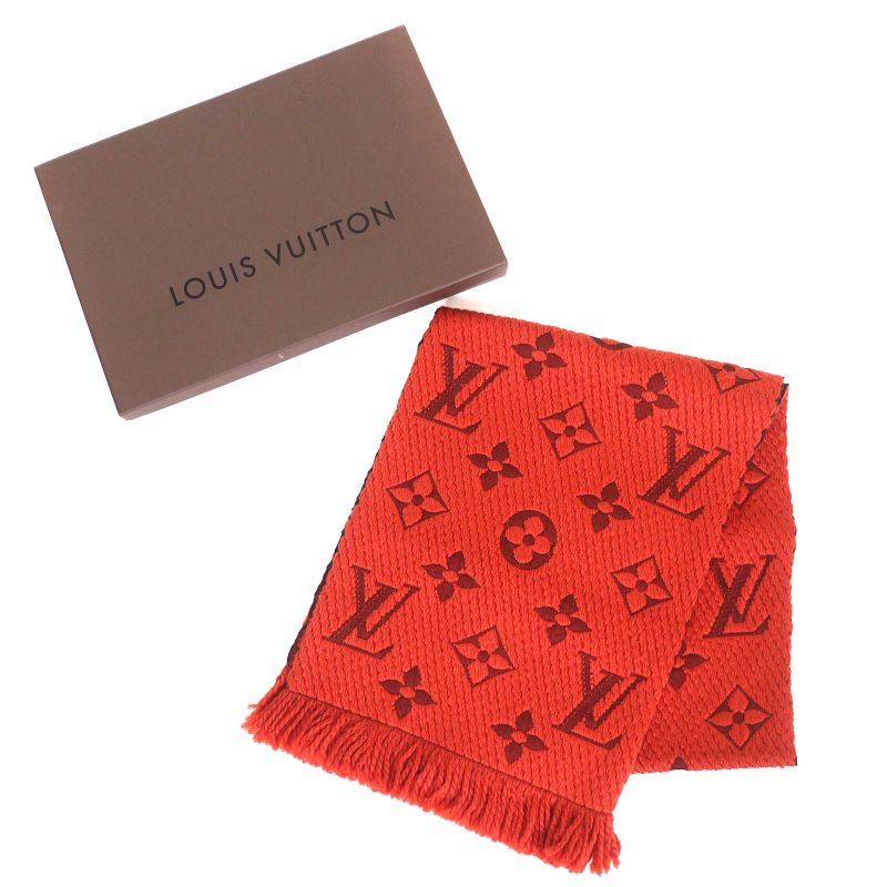Louis Vuitton M75095 Echarpe - Logomania Wool Silk Scarf Orange With Box Made