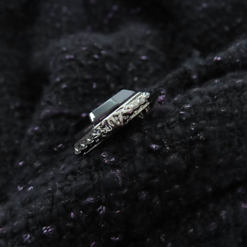 CHANEL P44651 Coco Mark Part Side Zip Sleeveless Tweed Dress Black Purple 42