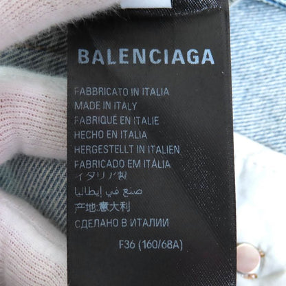 Balenciaga 2023 744972 100% Cotton 100% Logo Allover Denim Miniskirt Indigo