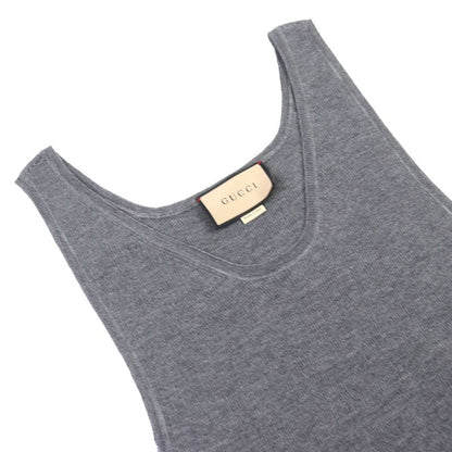 Gucci 23AW 758109 Wool Silk Ribbed Knit Tank Top Sleeveless Top Gray S Made In