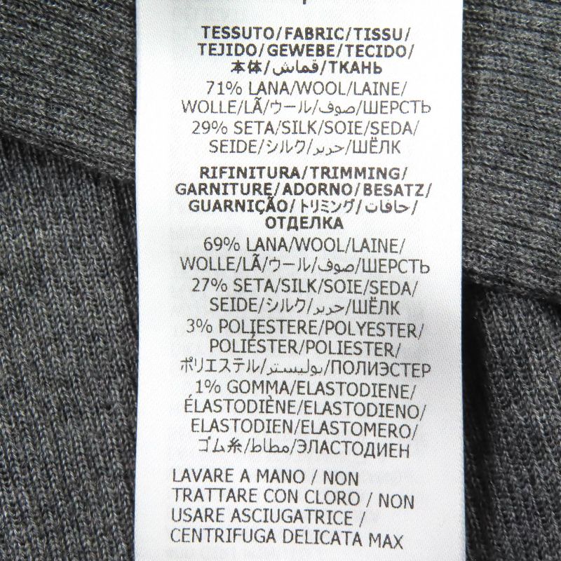 Gucci 23AW 758109 Wool Silk Ribbed Knit Tank Top Sleeveless Top Gray S Made In