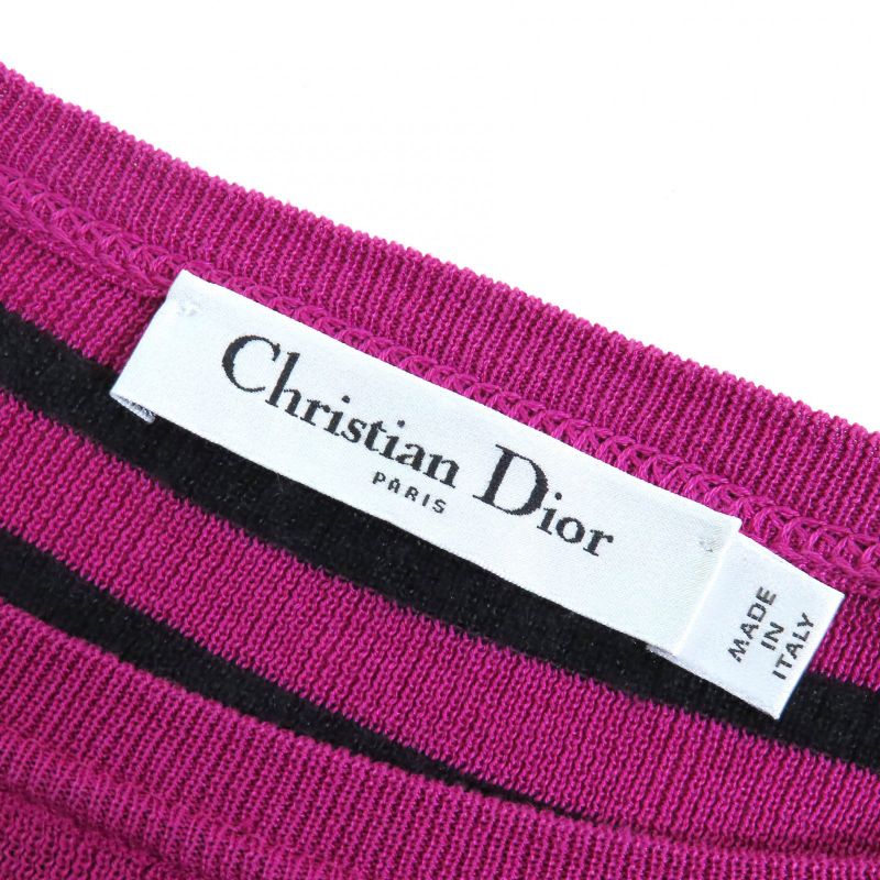 Christian DIOR 23AW 344597am729 Cashmere Silk Blend Signature Logo Striped Long