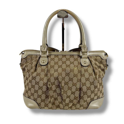 Gucci Sookie 2WAY Shoulder Bag Handbag GG Canvas Gold With Brown Charm