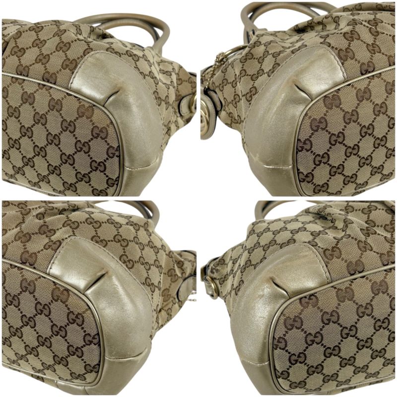 Gucci Sookie 2WAY Shoulder Bag Handbag GG Canvas Gold With Brown Charm