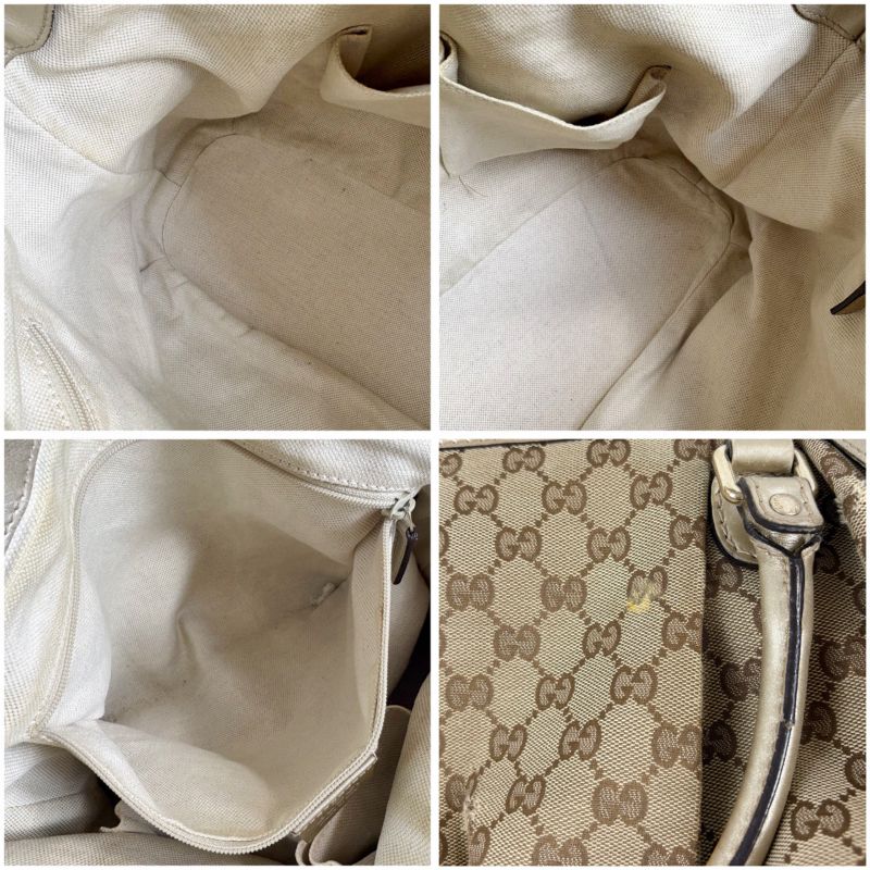 Gucci Sookie 2WAY Shoulder Bag Handbag GG Canvas Gold With Brown Charm