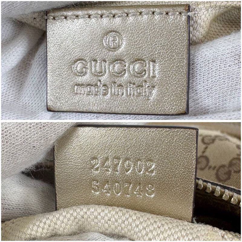 Gucci Sookie 2WAY Shoulder Bag Handbag GG Canvas Gold With Brown Charm
