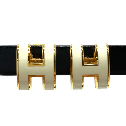 Hermes Mini Pop Ash Earrings Metal White Ladies