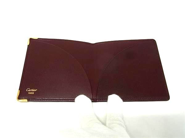 Cartier Must Line Leather Bifold Wallet Billfold Wallet Ladies Men